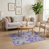 Purple Peony Floral Area Rug
