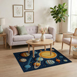 Multi-color and Patterns Solar System Kids Cartoon Area Rug