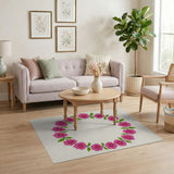 Vintage Pink Rose Wreath Area Rug