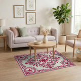 Pink Ornate Pink Traditional Persian Area Rug