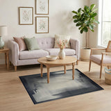 Abstract Grid Lines Black White Area Rug