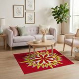 Red Bold Red Starburst Geometric Area Rug