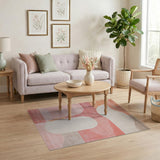 Modern Abstract Geometric Pink Orange Area Rug