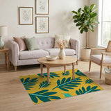 Sunny Yellow Monstera Leaf Area Rug