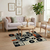 Black White Vinyl Record Music Area Rug