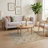 Beige Scattered Floral Area Rug
