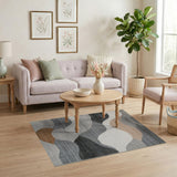 Modern Abstract Wavy Grey Area Rug