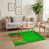 Green Baseball Field Diamond Area Rug