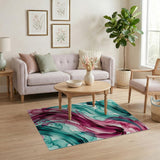 Teal Magenta Abstract Flow Area Rug