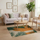 Bold Orange Palm Leaf Area Rug