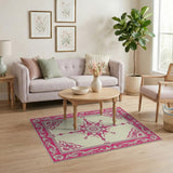 Pink Floral Medallion Vintage Floral Vintage Area Rug