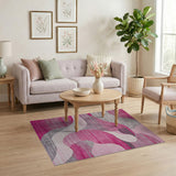 Pink and Grey Abstract Wave Area Rug