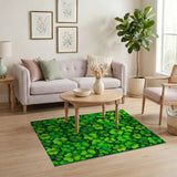 Kids Cartoon Green Vibrant Green Shamrock Clover Area Rug