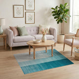 Ombre Blue Teal Vertical Stripe Area Rug