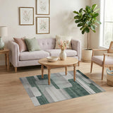 Teal Green Geometric Abstract Area Rug