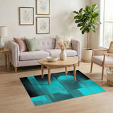 Teal Black Abstract Geometric Modern Area Rug