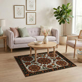Vintage Orange Sunflower Floral Area Rug