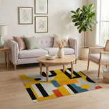 Bold Geometric Yellow Multi-Color Area Rug