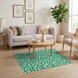Swirling Green Waves Abstract Area Rug