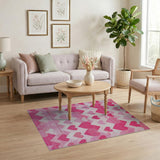 Pink Ombre Hearts Geometric Area Rug