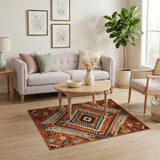 Terracotta Orange Terracotta Geometric Southwestern Area Rug
