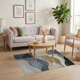 Multi-color and Patterns Abstract Wavy Layers Area Rug