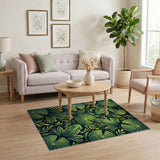 ODIKA Green Frog and Lily Pad Washable Area Rug - Non-Slip Low Pile Decor