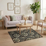 Vintage Green Botanical Lattice Area Rug