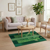 Emerald Green Frog Scale Geometric Area Rug