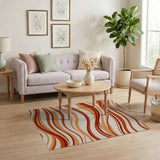 Orange Wavy Terracotta Abstract Area Rug
