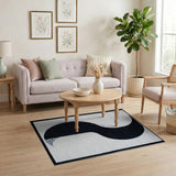 Black White Geometric Wave Area Rug