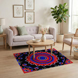 Bold Red Blue Mandala Area Rug