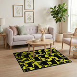 Whimsical Black Cats Yellow Area Rug