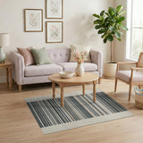Striped Black White Geometric Area Rug
