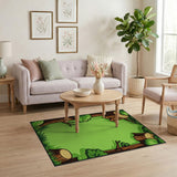 Whimsical Tree Stump Forest Green Area Rug