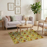 Vintage Yellow Floral Area Rug with Bold Blooms