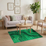 Vibrant Green Wave Geometric Area Rug