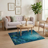 Teal Coral Reef Underwater Area Rug