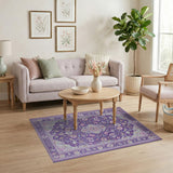 Exquisite Purple Persian Floral Medallion Rug