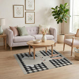 Adorable Bunny Gingham Check Area Rug