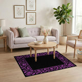 Ornate Pink Ornate Floral Border Area Rug