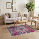 Pink Grey Heritage Tribal Area Rug