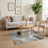Modern Grey Abstract Wavy Shapes Area Rug