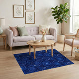 Starry Swirl Blue Washable Area Rug