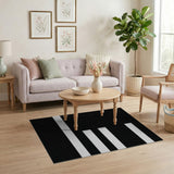 Bold Geometric Modern Bold Black White Geometric Stripe Rug