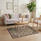 Gold Floral Beige Persian Area Rug