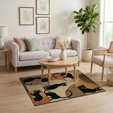 Whimsical Black Cats Abstract Area Rug