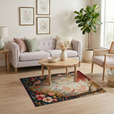 Vibrant Autumn Forest Peony Floral Rug