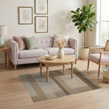 Beige Neutral Geometric Block Woven Rug
