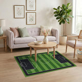 Green Soccer Pitch Area Rug